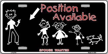 LP-4778 Position Available Metal Novelty License Plate