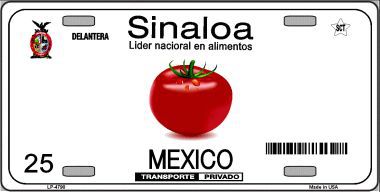 LP-4790 Sinaloa Mexico Novelty Background Metal License Plate
