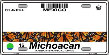 Michoacan Mexico Novelty Background Metal License Plate