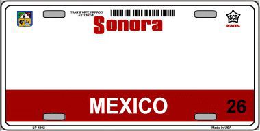 LP-4802 Sonora Mexico Novelty Background Metal License Plate