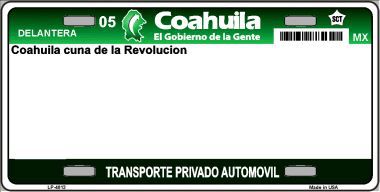 LP-4813 Coahuila Mexico Novelty Background Metal License Plate