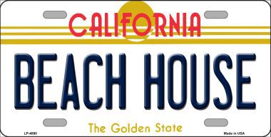 Beach House California Novelty Metal License Plate