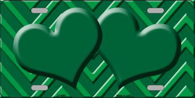 LP-4967 Green Light Green Heart Chevron Monochromatic Metal Novelty License Plate