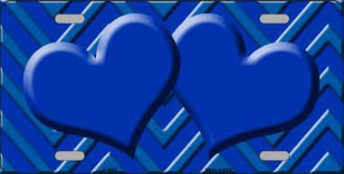 LP-4968 Blue Light Blue Heart Chevron Monochromatic Metal Novelty License Plate