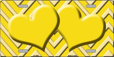 LP-4969 Yellow Light Yellow Heart Chevron Monochromatic Metal Novelty License Plate