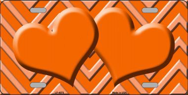 LP-4970 Orange Light Orange Heart Chevron Monochromatic Metal Novelty License Plate