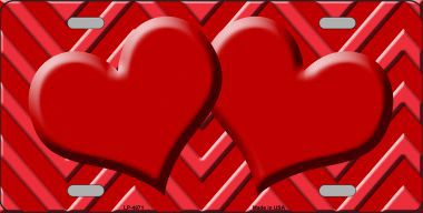 LP-4971 Red Light Red Heart Chevron Monochromatic Metal Novelty License Plate