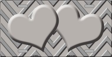 LP-4972 Grey Light Grey Heart Chevron Monochromatic Metal Novelty License Plate