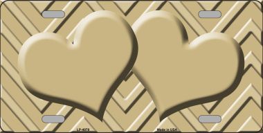 LP-4978 Gold Light Gold Heart Chevron Monochromatic Metal Novelty License Plate