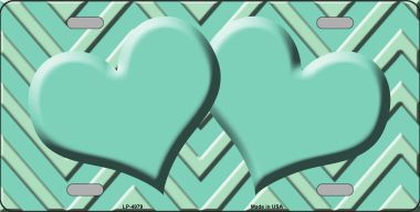 LP-4979 Mint Light Mint Heart Chevron Monochromatic Metal Novelty License Plate