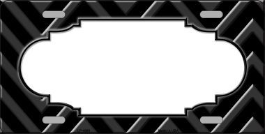 LP-4980 Black Light Black Scallop Chevron Monochromatic Metal Novelty License Plate