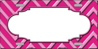 LP-4981 Pink Light Pink Scallop Chevron Monochromatic Metal Novelty License Plate
