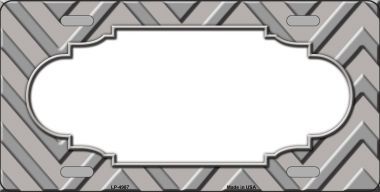 LP-4987 Grey Light Grey Scallop Chevron Monochromatic Metal Novelty License Plate