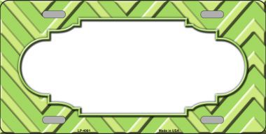 LP-4991 Lime Green Lighter Lime Green Scallop Chevron Monochromatic Metal Novelty License Plate