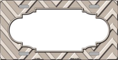 LP-4992 Tan Light Tan Scallop Chevron Monochromatic Metal Novelty License Plate