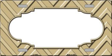 LP-4993 Gold Light Gold Scallop Chevron Monochromatic Metal Novelty License Plate -  Smart Blonde