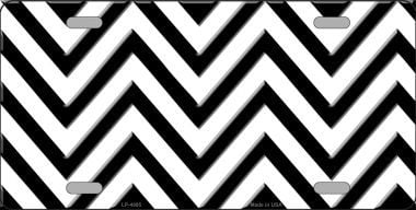 LP-4995 White Black Chevron Metal Novelty License Plate