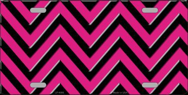 LP-4996 Pink Black Chevron Metal Novelty License Plate