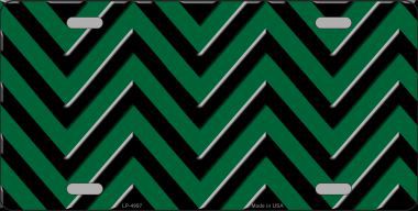 LP-4997 Green Black Chevron Metal Novelty License Plate