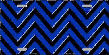 LP-4998 Blue Black Chevron Metal Novelty License Plate