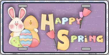 LP-5021 Happy Spring Purple Metal Novelty License Plate -  Smart Blonde