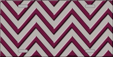 LP-5029 Maroon Grey Chevron Metal Novelty License Plate