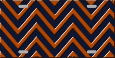 LP-5030 Orange Navy Blue Chevron Metal Novelty License Plate