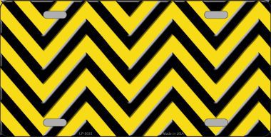 LP-5035 Yellow Black Chevron Metal Novelty License Plate