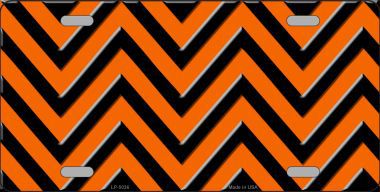 LP-5036 Orange Black Chevron Metal Novelty License Plate