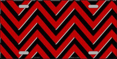 LP-5037 Red Black Chevron Metal Novelty License Plate