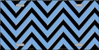 LP-5041 Light Blue Black Chevron Metal Novelty License Plate