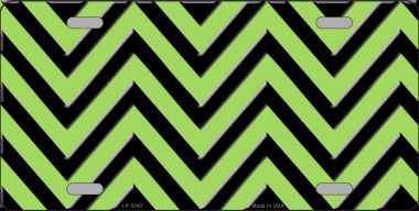 LP-5042 Lime Green Black Chevron Metal Novelty License Plate