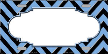 LP-5072 Light Blue Black Chevron Scallop Metal Novelty License Plate