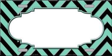 LP-5076 Mint Black Chevron Scallop Metal Novelty License Plate