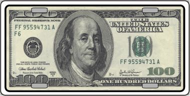 LP-5168 Dollar 100 Bill Metal Novelty License Plate