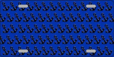 LP-5286 Blue Black Anchor Print Metal Novelty License Plate