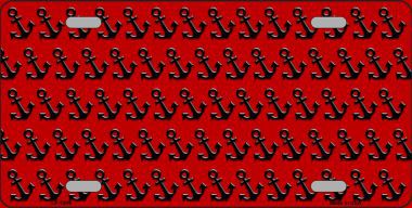 LP-5289 Red Black Anchor Print Metal Novelty License Plate
