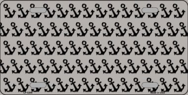 LP-5290 Grey Black Anchor Print Metal Novelty License Plate