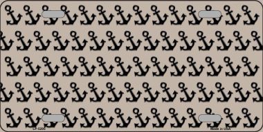 LP-5295 Tan Black Anchor Print Metal Novelty License Plate
