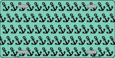 LP-5297 Mint Black Anchor Print Metal Novelty License Plate