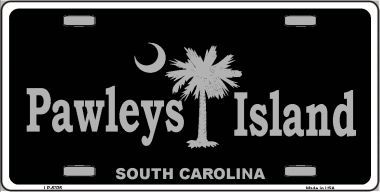 Pawleys Island Black Metal Novelty License Plate