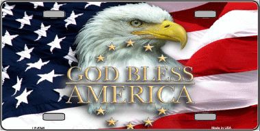 LP-5348 God Bless America Eagle Novelty Metal License Plate