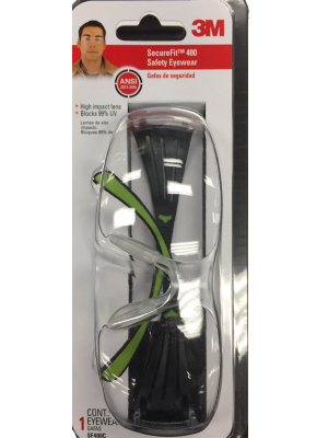 Picture of 3M SF400C-WV-6 Black & Green Safety Glasses