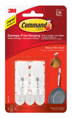 Picture of 3M Company 17065-ES White Medium Toggle Hook  2 Count Pack of 4