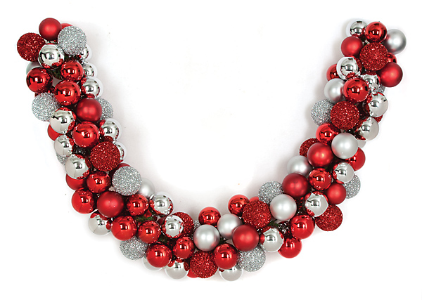 Picture of Autograph Foliages A-151903 6 ft. Mixed Ball Garland- Red & Silver