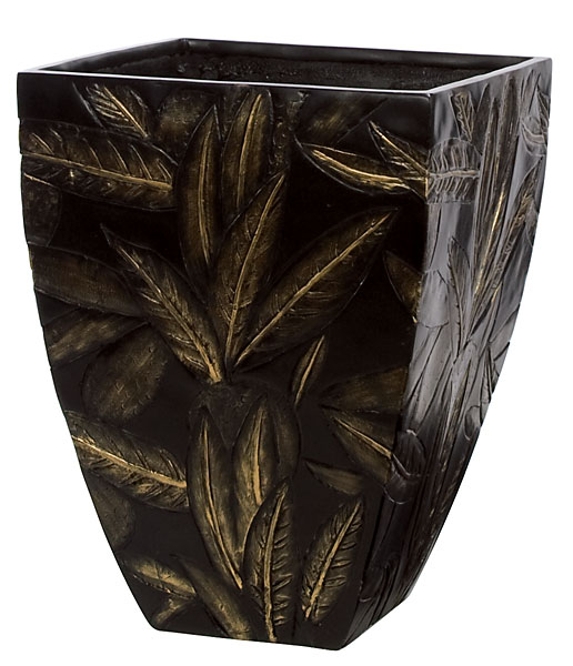 D-81530 20.75 in. Fiberglass Pot, Black & Gold