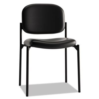 Basyx VL606SB11 Stacking Armless Guest Chair, Black Leather