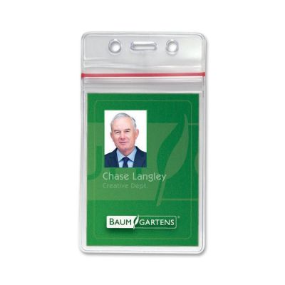 Zip Closure Sealable ID Badge Holders Vertical 50 Pack CLEAR ()
