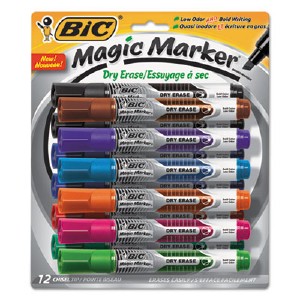 Picture of Bic Corporation GELITP121AST Low Odor & Bold Writing Dry Erase Marker&#44; Chisel Tip - Assorted