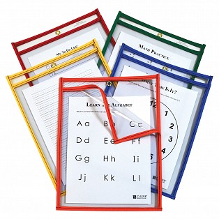 Picture of C-Line Products 42620 Reusable Dry Erase Pockets- Assorted Colors